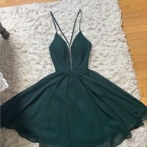 Faviana Dark Green Backless Dress